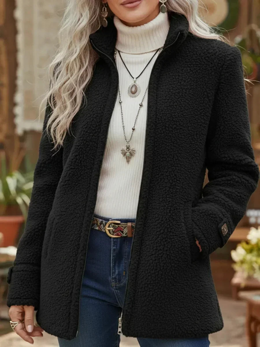 Annelies | manteau intermédiaire doux avec fermeture éclair