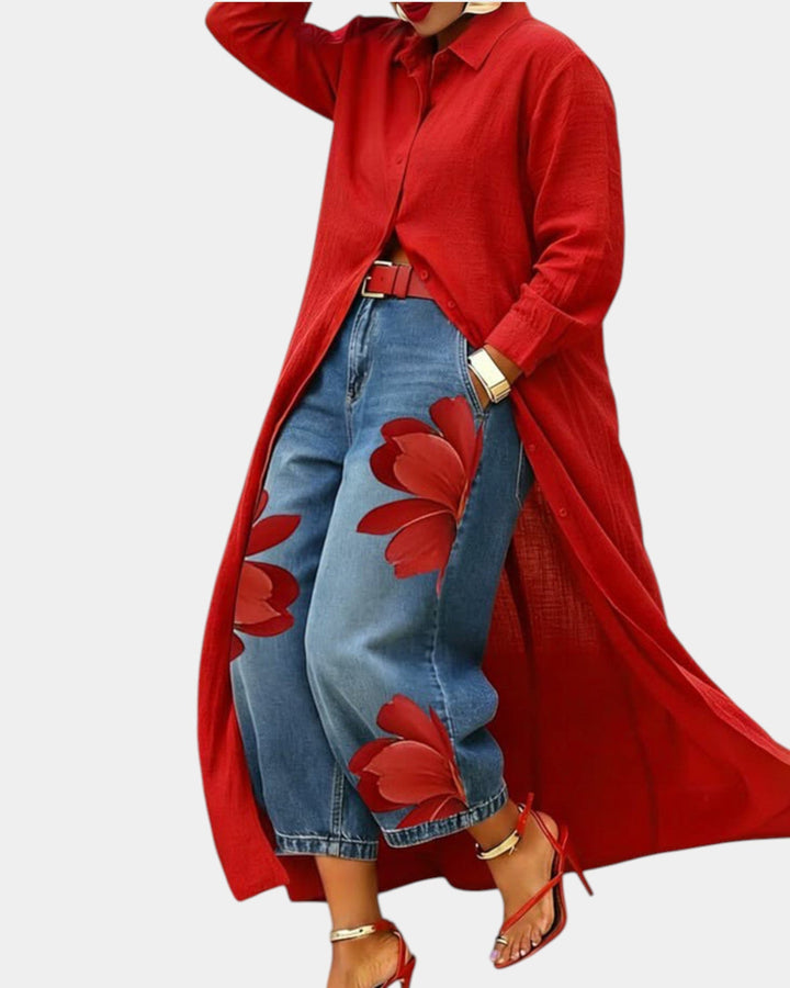 Céliane | Ensemble robe et pantalon en jean large