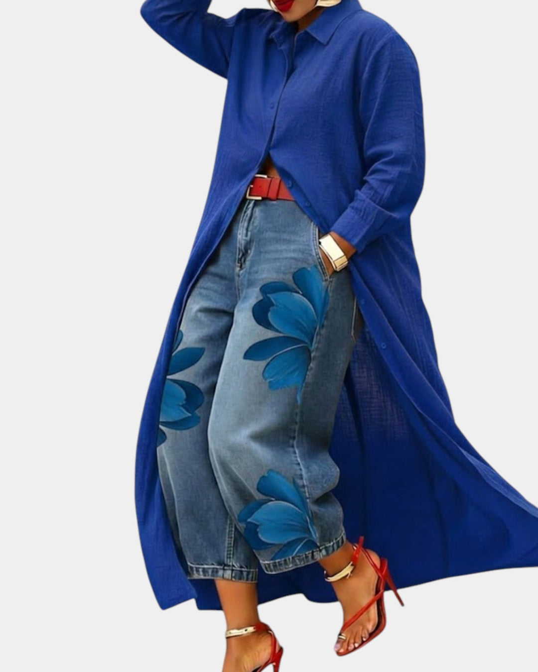 Céliane | Ensemble robe et pantalon en jean large