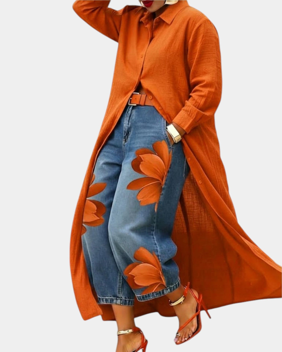 Céliane | Ensemble robe et pantalon en jean large
