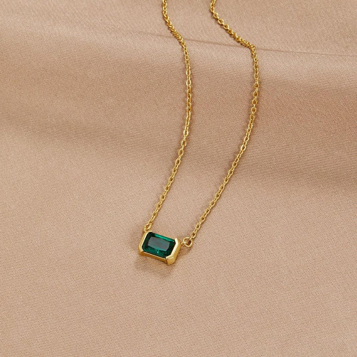 Fleur | Collier en Émeraude Verte Doré